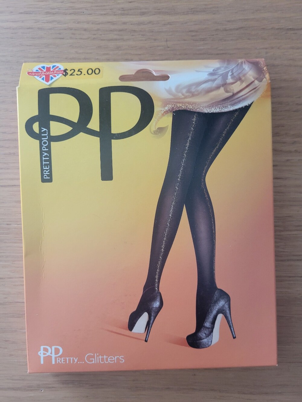 NWT Pretty Polly Glitters Backseam Tights Sparkly Black One Size